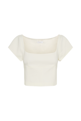 Ellis Cap Sleeve Longline Suiting Top - Ivory